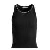 Women Alice and Olivia Allen Embellished Neck Ribbed Tank