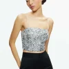 Women Alice and Olivia Ceresi Sequin Bandeau Crop Top