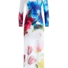 Women Alice and Olivia Delora Long Sleeve Crew Neck Maxi Dress