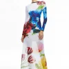 Women Alice and Olivia Delora Long Sleeve Crew Neck Maxi Dress