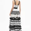 Women Alice and Olivia Denita Bustier Ruffle Gown