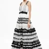Women Alice and Olivia Denita Bustier Ruffle Gown