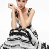 Women Alice and Olivia Denita Bustier Ruffle Gown