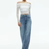 Women Alice and Olivia Isadola Over The Shoulder Ruched Long Sleeve Top