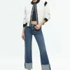Women Alice and Olivia Keri Combination Vegan Leather Varsity Jacket