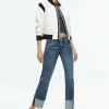 Women Alice and Olivia Keri Combination Vegan Leather Varsity Jacket