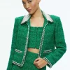 Women Alice and Olivia Kidman Pearl Embellished Collared Jacket