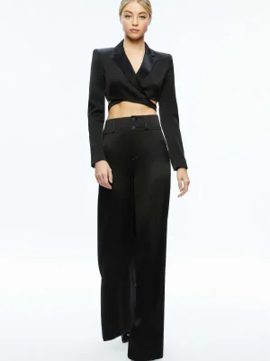 Women Alice and Olivia Leone Cropped Wrap Blazer + Mame High Rise Wide Leg Pant