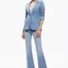 Women Alice and Olivia Macey Denim Fitted Blazer