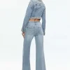 Women Alice and Olivia Nelson Embellished Fitted Denim Jacket