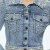 Women Alice and Olivia Nelson Embellished Fitted Denim Jacket