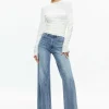 Women Alice and Olivia Percy Crewneck Ruched Cropped Top