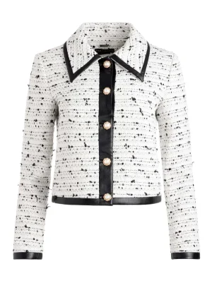 Women Alice and Olivia Renae Cropped Vegan Leather Jacket