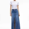 Women Alice and Olivia Rye Denim Maxi Skirt