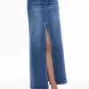 Women Alice and Olivia Rye Denim Maxi Skirt