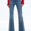 Women Alice and Olivia Stacey Mid Rise Bell Jean