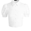 Women Alice and Olivia Willa Cropped Puff Sleeve Button Down