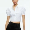 Women Alice and Olivia Willa Cropped Puff Sleeve Button Down