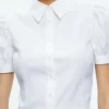 Women Alice and Olivia Willa Cropped Puff Sleeve Button Down