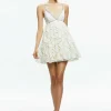 Women Alice and Olivia Wilmarie Embellished Lace Ruffle Mini Gown