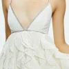 Women Alice and Olivia Wilmarie Embellished Lace Ruffle Mini Gown