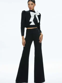Alice and Olivia Addison Bow Collar Cropped Jacket-Women Jackets + Coats