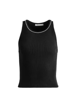 Alice and Olivia Allen Embellished Neck Tank Top-Women Tops
