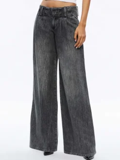 Alice and Olivia Anders Low Rise Pleated Jean-Women Pants