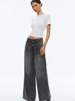 Alice and Olivia Anders Low Rise Pleated Jean-Women Pants