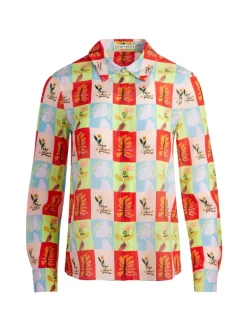 Alice and Olivia A+O X Oris Eddu Willa Placket Top-Women Tops