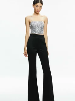 Alice and Olivia Ceresi Sequin Bandeau Crop Top + Maeve Sequin Slip Skirt-Women Matching Sets