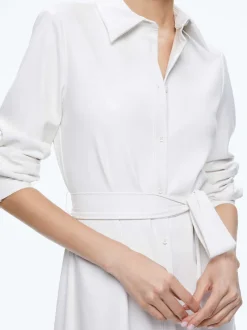 Alice and Olivia Chassidy Vegan Leather Maxi Shirt Dress-Women Dresses