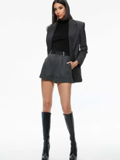 Alice and Olivia Colley Notch Collar Blazer + Conry Pleated Cuff Short-Women Matching Sets