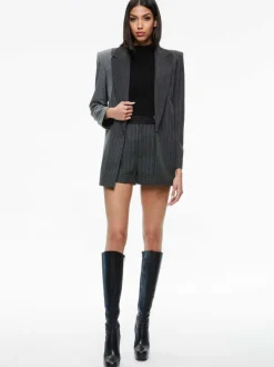 Alice and Olivia Colley Notch Collar Blazer + Conry Pleated Cuff Short-Women Matching Sets