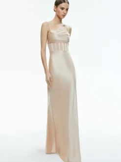 Alice and Olivia Valentina Draped Corset Maxi Dress-Women Dresses
